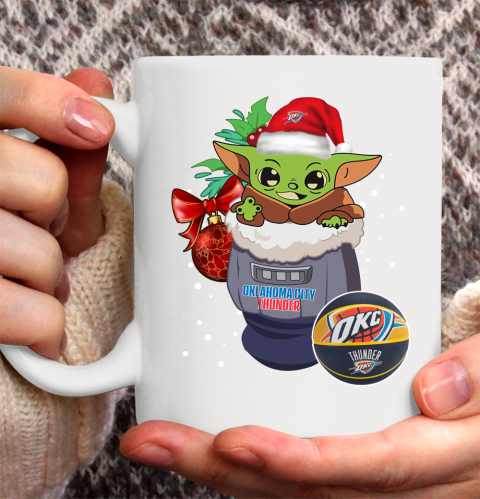 Oklahoma City Thunder Christmas Baby Yoda Star Wars Funny Happy NBA Ceramic Mug 11oz 2