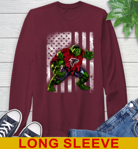 Atlanta Falcons Hulk Marvel Avengers NFL Football American Flag Long Sleeve T-Shirt 7