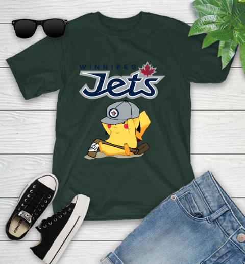 NHL Pikachu Hockey Sports Winnipeg Jets Youth T-Shirt 5