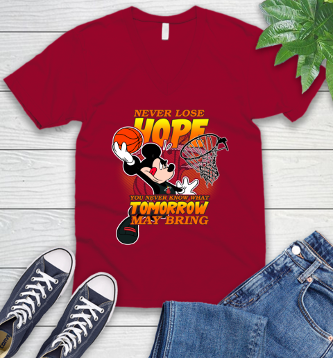 Miami Heat NBA Basketball Mickey Disney Never Lose Hope V-Neck T-Shirt 7