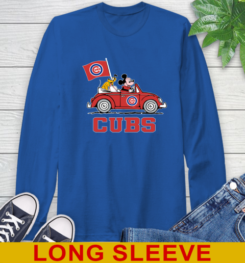 MLB Baseball Chicago Cubs Pluto Mickey Driving Disney Shirt Long Sleeve T-Shirt 9