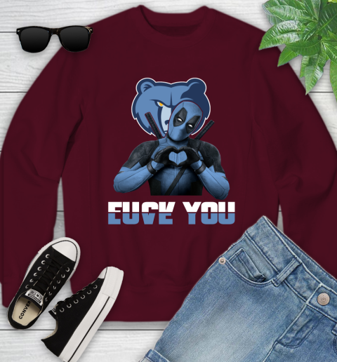 NBA Memphis Grizzlies Deadpool Love You Fuck You Basketball Sports Youth Sweatshirt 4