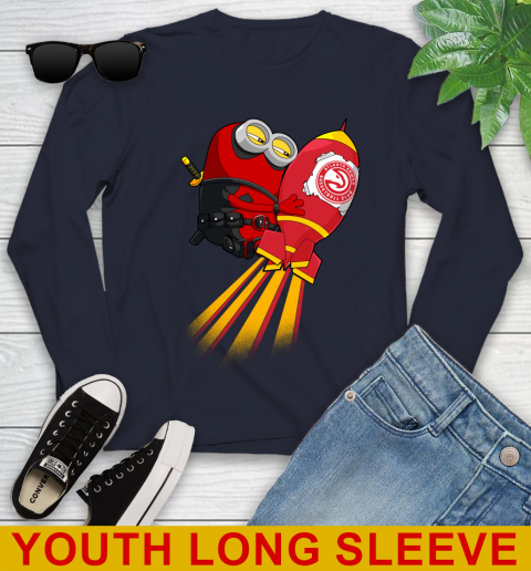 NBA Basketball Atlanta Hawks Deadpool Minion Marvel Shirt Youth Long Sleeve 2