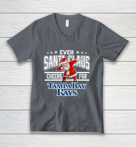 Tampa Bay Rays Even Santa Claus Cheers For Christmas MLB V-Neck T-Shirt 4