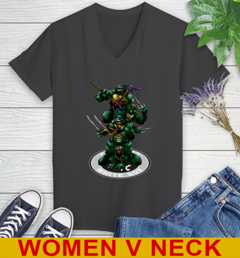 MLB Baseball Chicago White Sox Teenage Mutant Ninja Turtles Shirt Women's V-Neck T-Shirt 9