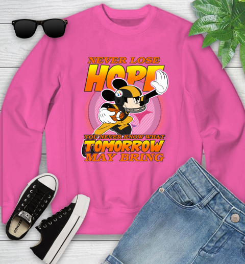 Pittsburgh Steelers NFL Football Mickey Disney Never Lose Hope Youth Sweatshirt 6