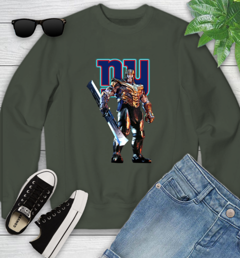 NFL Thanos Gauntlet Avengers Endgame Football New York Giants Youth Sweatshirt 10