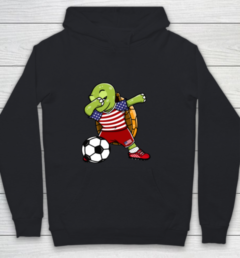 Dabbing Turtle America Soccer Fans US Flag Football Lovers Youth Hoodie