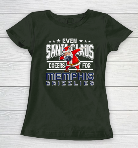 Memphis Grizzlies Even Santa Claus Cheers For Christmas NBA Women's T-Shirt 4