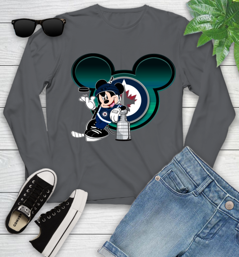 NHL Winnipeg Jets Stanley Cup Mickey Mouse Disney Hockey T Shirt Youth Long Sleeve 8