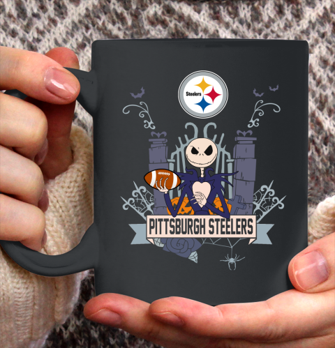 NFL Pittsburgh Steelers Football Jack Skellington Halloween Ceramic Mug 11oz