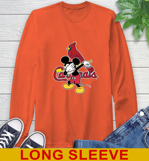 St.Louis Cardinals MLB Baseball Dabbing Mickey Disney Sports Long Sleeve T-Shirt 5