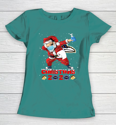 Baltimore Ravens Funny Santa Claus Dabbing Christmas 2020 NFL Women's T-Shirt 10