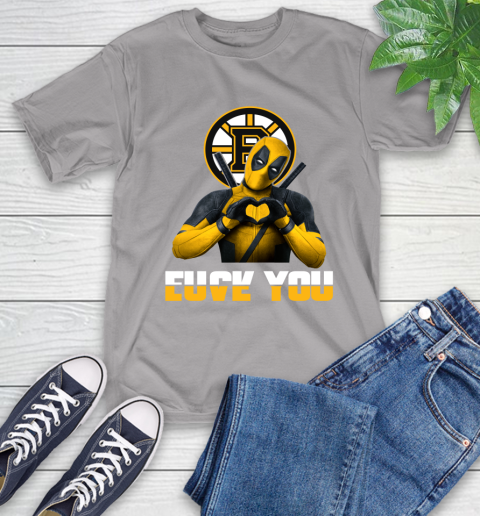 NHL Boston Bruins Deadpool Love You Fuck You Hockey Sports T-Shirt 6