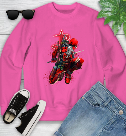 NBA Deadpool Marvel Comics Sports Basketball Houston Rockets Youth Sweatshirt 7
