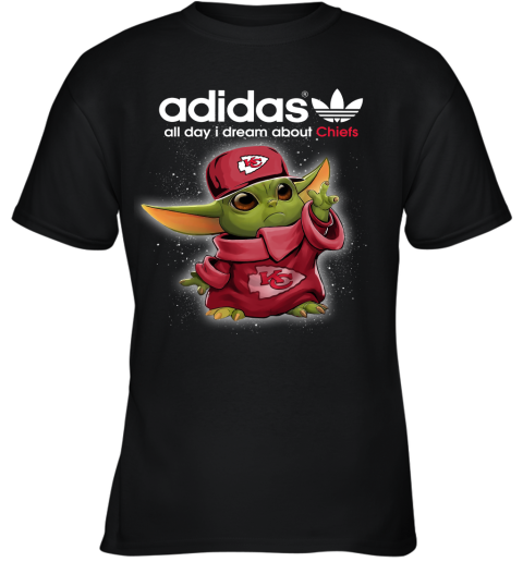 Baby Yoda Adidas All Day I Dream About Kansas City Chiefs Youth T-Shirt
