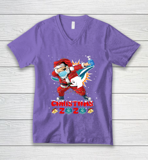 Miami Dolphins Funny Santa Claus Dabbing Christmas 2020 NFL V-Neck T-Shirt 8