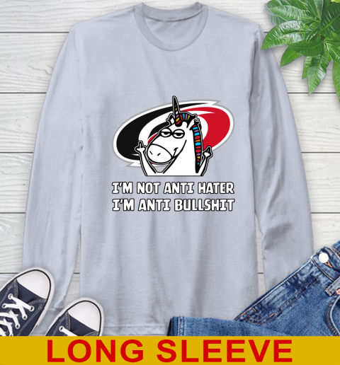 Carolina Hurricanes NHL Hockey Unicorn I'm Not Anti Hater I'm Anti Bullshit Long Sleeve T-Shirt 6