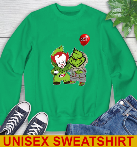 Carolina Hurricanes Baby Pennywise Grinch Christmas NHL Hockey Sweatshirt 6