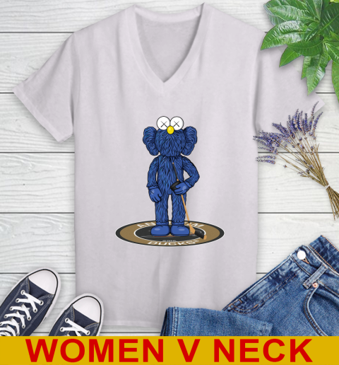 NHL Hockey Anaheim Ducks Kaws Bff Blue Figure Shirt Women's V-Neck T-Shirt
