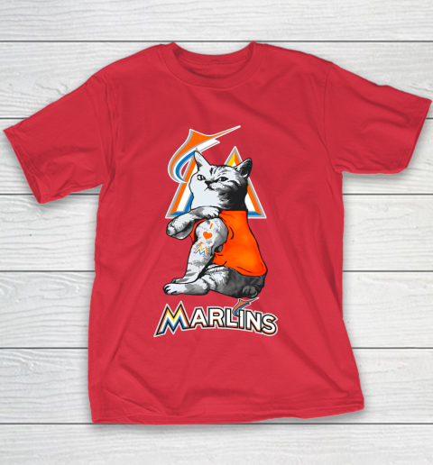 MLB Baseball My Cat Loves Miami Marlins Youth T-Shirt 7