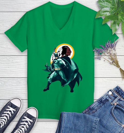 NFL Batman Football Sports Washington Redskins Women's V-Neck T-Shirt 5