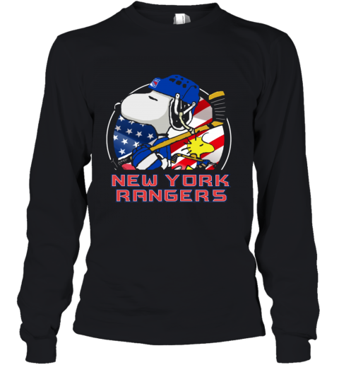 reoi new york rangersnoopy and woodstock nhl youth long sleeve 50 front black