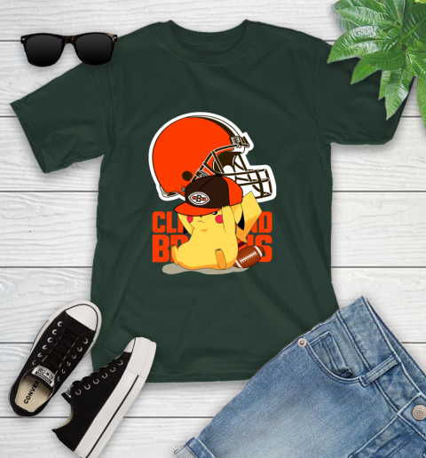 NFL Pikachu Football Sports Cleveland Browns Youth T-Shirt 5