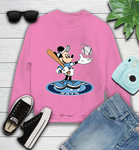 MLB Baseball Tampa Bay Rays Cheerful Mickey Disney Shirt Youth Sweatshirt 6