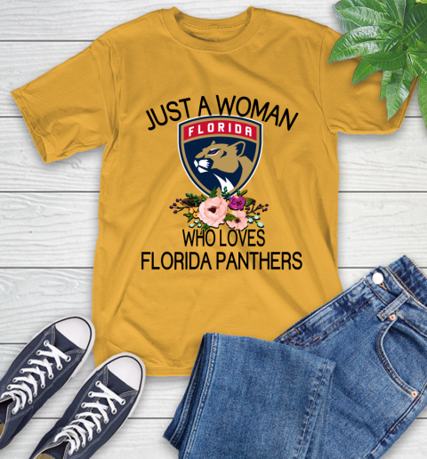 NHL Just A Woman Who Loves Florida Panthers Hockey Sports T-Shirt 2