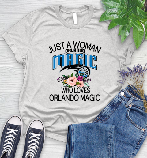 NBA Just A Woman Who Loves Orlando Magic Basketball Sports Women's T-Shirt