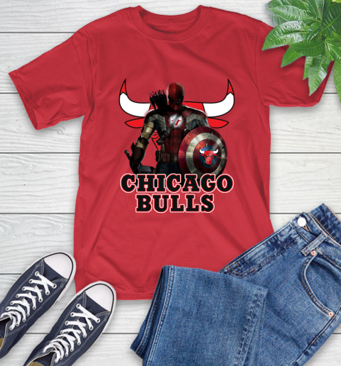 Chicago Bulls NBA Basketball Captain America Thor Spider Man Hawkeye Avengers T-Shirt 10