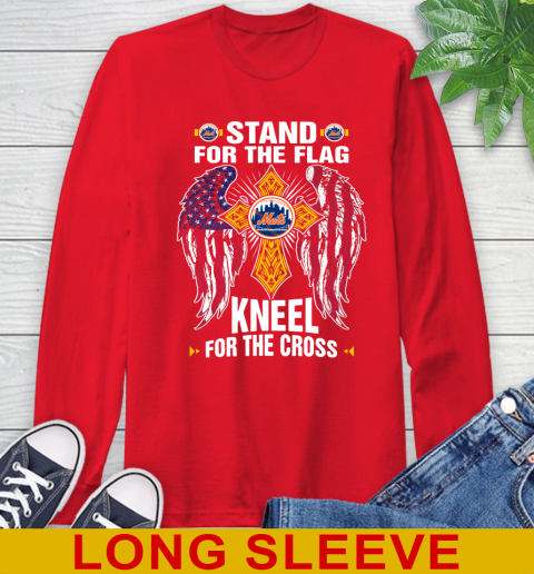 MLB Baseball New York Mets Stand For Flag Kneel For The Cross Shirt Long Sleeve T-Shirt 12