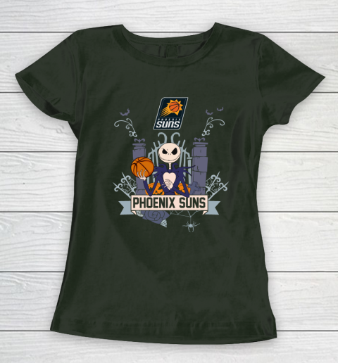 NBA Phoenix Suns Basketball Jack Skellington Halloween Women's T-Shirt 4