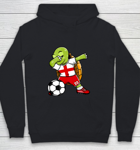 Dabbing Turtle England Soccer Fans Jersey English Football Youth Hoodie
