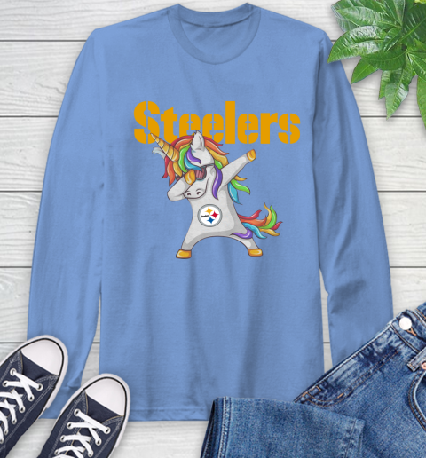 Pittsburgh Steelers NFL Football Funny Unicorn Dabbing Sports Long Sleeve T-Shirt 11
