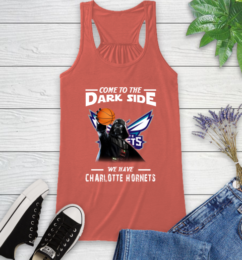 NBA Come To The Dark Side We Have Charlotte Hornets Star Wars Darth Vader Basketball Racerback Tank 3