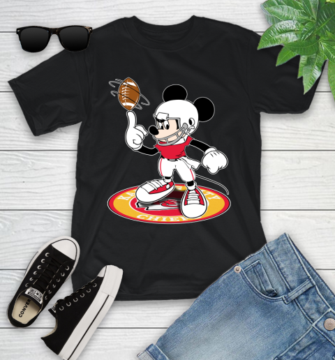 NFL Football Kansas City Chiefs Cheerful Mickey Disney Shirt Youth T-Shirt
