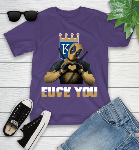 MLB Kansas City Royals Deadpool Love You Fuck You Baseball Sports Youth T-Shirt 18