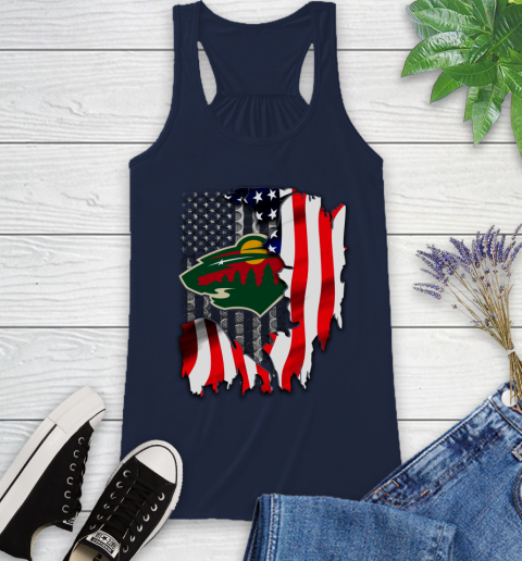 Minnesota Wild NHL Hockey American Flag Racerback Tank 10