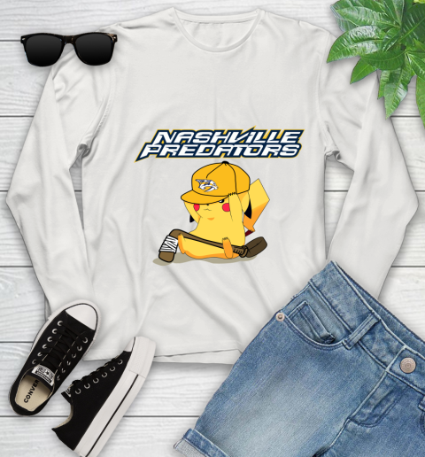 NHL Pikachu Hockey Sports Nashville Predators Youth Long Sleeve 12