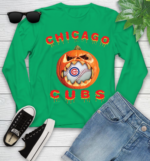 MLB Chicago Cubs Halloween Pumpkin Baseball Sports Youth Long Sleeve 6