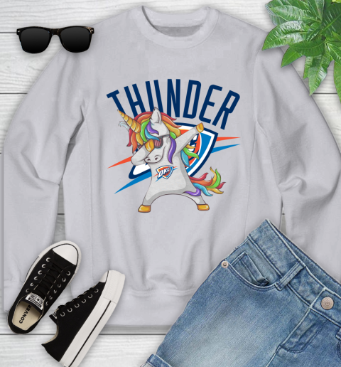 Oklahoma City Thunder NBA Basketball Funny Unicorn Dabbing Sports Youth Sweatshirt 4