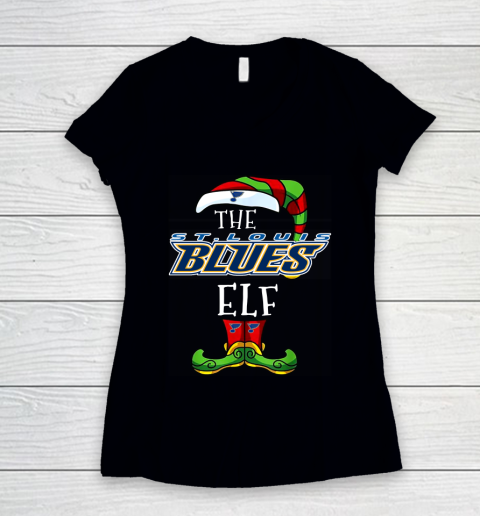 St.Louis Blues Christmas ELF Funny NHL Women's V-Neck T-Shirt
