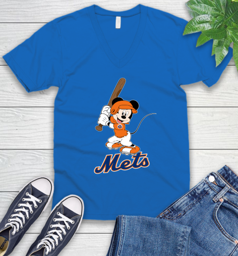 MLB Baseball New York Mets Cheerful Mickey Mouse Shirt V-Neck T-Shirt 6