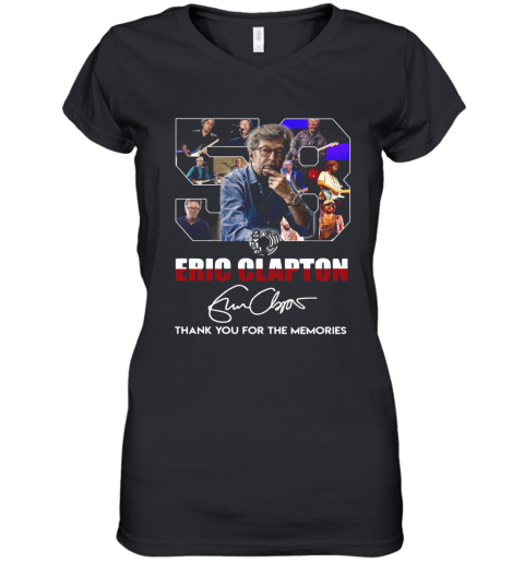 58 Years Of 1962 2020 Eric Clapton Thank You For The Memories Signature Women's V-Neck T-Shirt