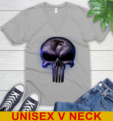 Atlanta Falcons NFL Football Punisher Skull Sports V-Neck T-Shirt 3