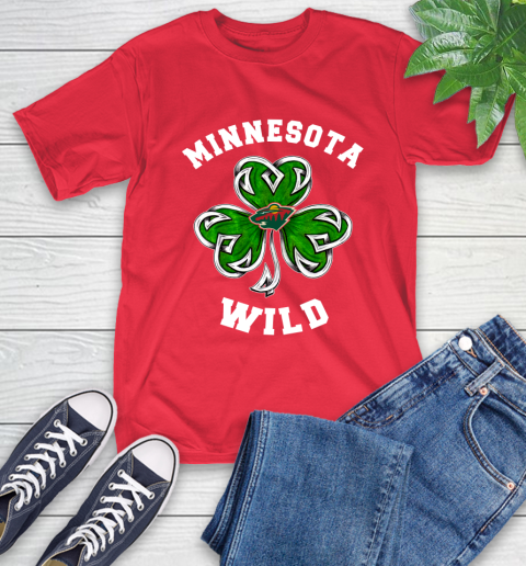 NHL Minnesota Wild Three Leaf Clover St Patrick's Day Hockey Sports T-Shirt 11