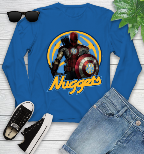 Denver Nuggets NBA Basketball Captain America Thor Spider Man Hawkeye Avengers Youth Long Sleeve 9