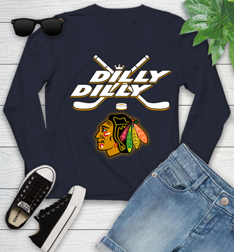 NHL Chicago Blackhawks Dilly Dilly Hockey Sports Youth Long Sleeve 3